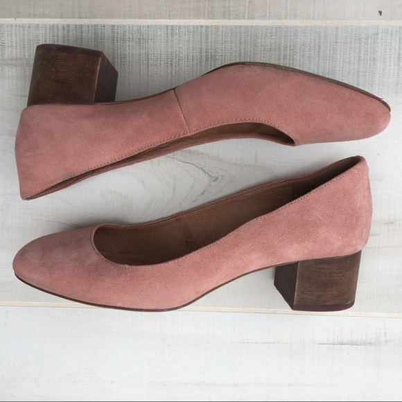 Madewell Shoes - Madewell Ella Pink Suede Block Heel Pumps